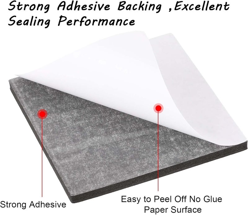 salbsever 8Pcs Foam Padding Sheets with Adhesive Backing - Self Stick Neoprene Black Stick on Foam Padding Insulation Foam Thin Adhesive Foam Sheets, 4 X 4 X 1/4 Inch Closed Cell Foam Sheet Square Pad for Craft - Image 3